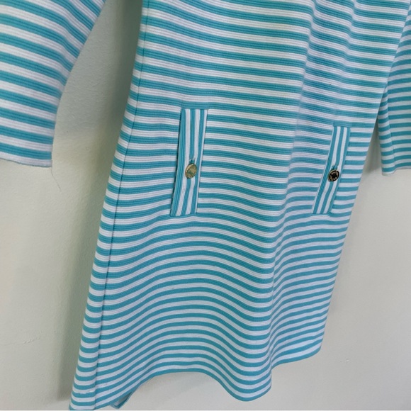 Lilly Pulitzer Charlene Shift Knit Dress S Small Shorely Blue Ottoman Stripe - Picture 6 of 11